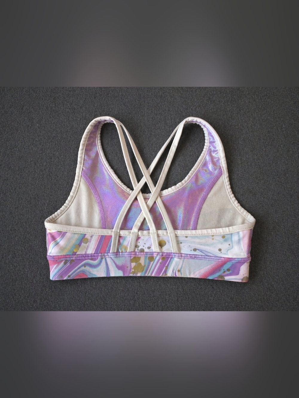 Justice Girls Sports Bra Size 30 Shimmer Marble - Picture 2 of 3